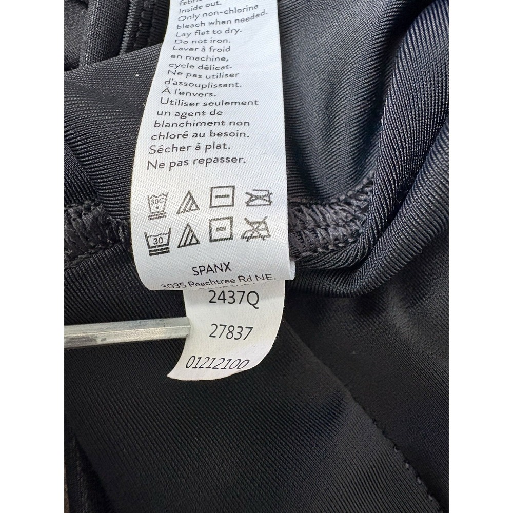 Spanx Faux Leather Leggings Womens Large Petite Mid Rise Black Pull On Stretch - Picture 6 of 8